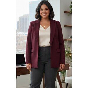 Lane Bryant Burgundy Blazer‎ Classic Fit Office Wear Dark Academia Womens Sz 16